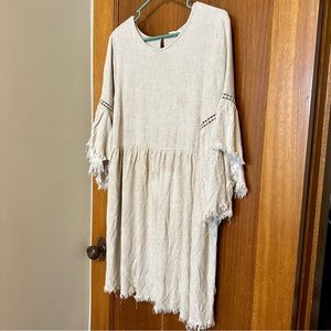Pinkblush Cream Boho Fringe Mini Dress
